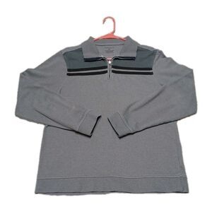Van Heusen Pullover Sweater Mens Medium Gray 1/4 Zip M Casual Pullover Active